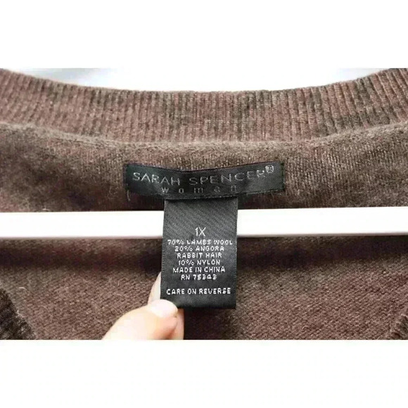 Vintage Sarah Spencer Sweater Size 1X Lambswool Angora Rabbit Hair Boho V-Neck - Picture 7 of 11